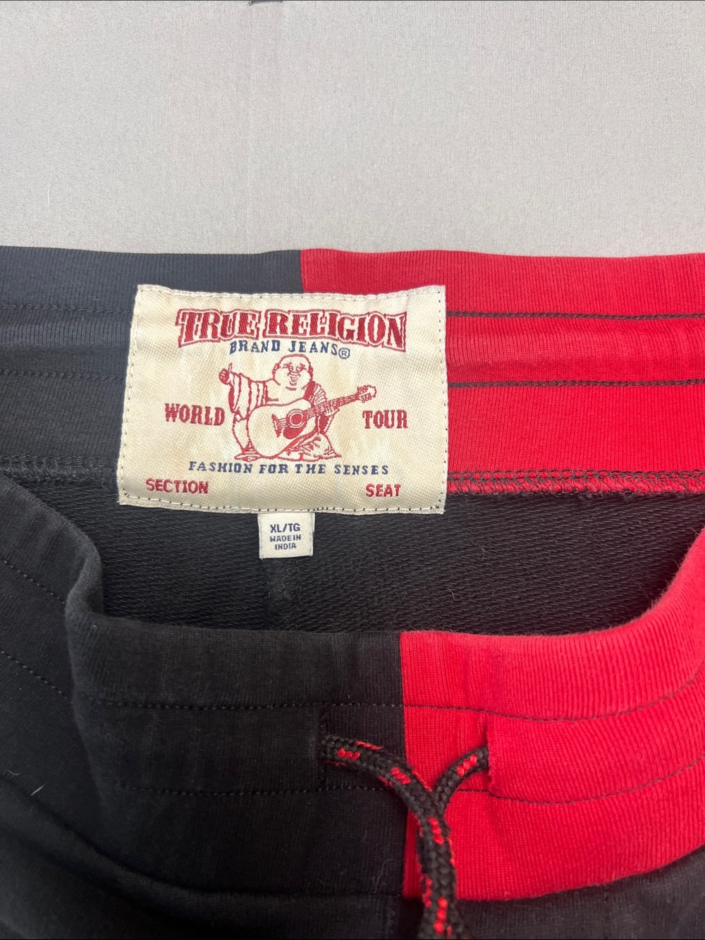 True Religion Black Sweatpants with Red Waistband - Picture 2 of 10